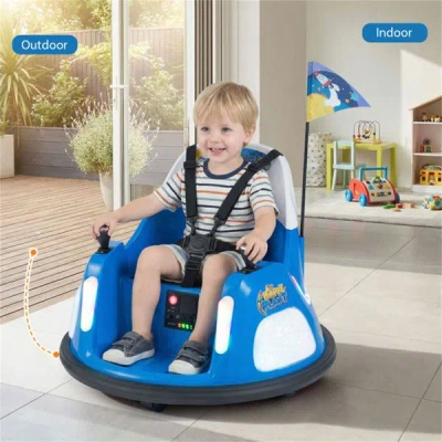 Mkkt Blue 5-point Seat Belt Kids Bumper Car With Flashing Lights & Music, Safe 0.7-1.2 Mph Ride-on Toy Fo In Multi
