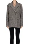 Mkt Studio Double-breasted Herringbone Jacket In Brown