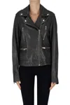 Mkt Studio Old Looking Effect Leather Biker Jacket In Black