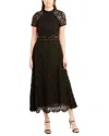 ml Monique Lhuillier Lace Short-sleeve A-line Midi Dress