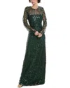 ml Monique Lhuillier Aimee Long Sleeve Maxi Dress