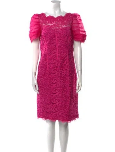 Pre-owned ml Monique Lhuillier Bateau Neckline Knee-length Dress In Pink