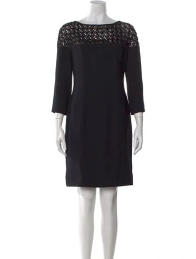 Pre-owned ml Monique Lhuillier Bateau Neckline Mini Dress In Black