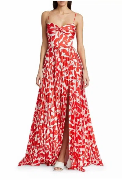 ml Monique Lhuillier Cameron Sleeveless Dress In Falling Leaves In Red