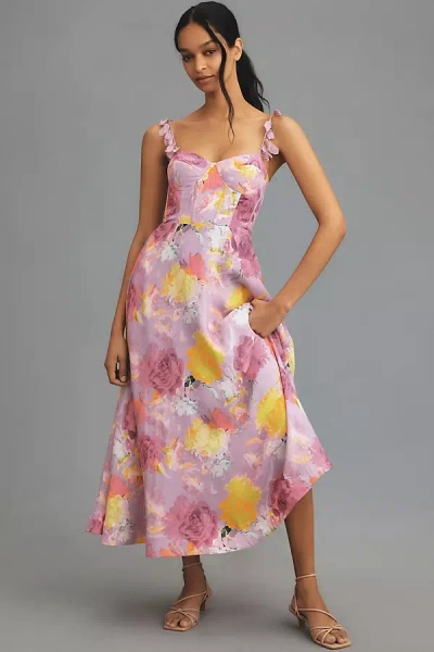 ml Monique Lhuillier Women's Carmen Floral Bustier Maxi-dress In Blooming Peonies