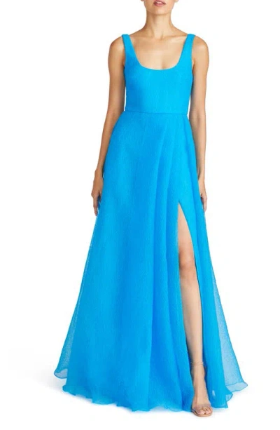 ml Monique Lhuillier Clara Organza Ballgown In Cyan Blue | ModeSens