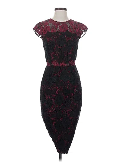 Pre-owned ml Monique Lhuillier Cocktail Dress In Burgundy