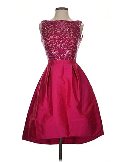 Pre-owned ml Monique Lhuillier Cocktail Dress In Burgundy