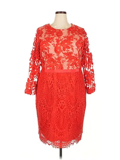 Pre-owned ml Monique Lhuillier Cocktail Dress In Red