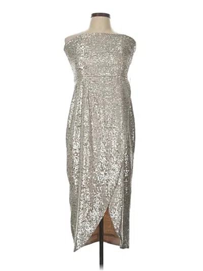 Pre-owned ml Monique Lhuillier Cocktail Dress In Silver