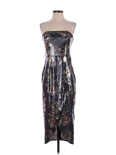 Pre-owned ml Monique Lhuillier Cocktail Dress In Silver