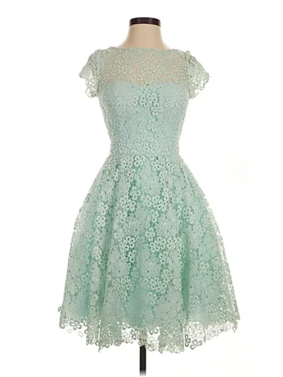 Pre-owned ml Monique Lhuillier Cocktail Dress In Teal