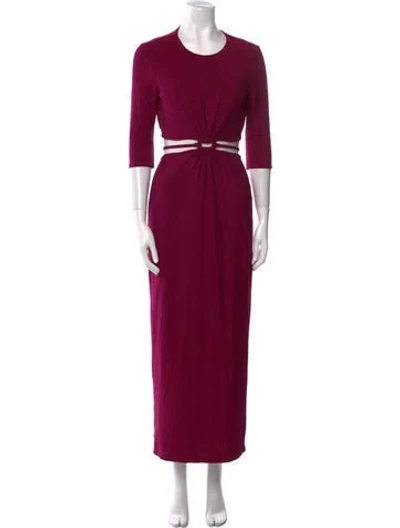 Pre-owned ml Monique Lhuillier Crew Neck Long Dress In Purple