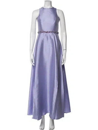 Pre-owned ml Monique Lhuillier Crew Neck Long Dress In Purple