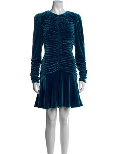 Pre-owned ml Monique Lhuillier Crew Neck Mini Dress In Blue