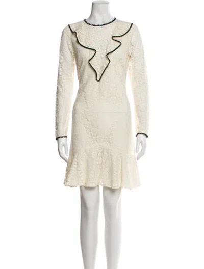 Pre-owned ml Monique Lhuillier Crew Neck Mini Dress In Neutral