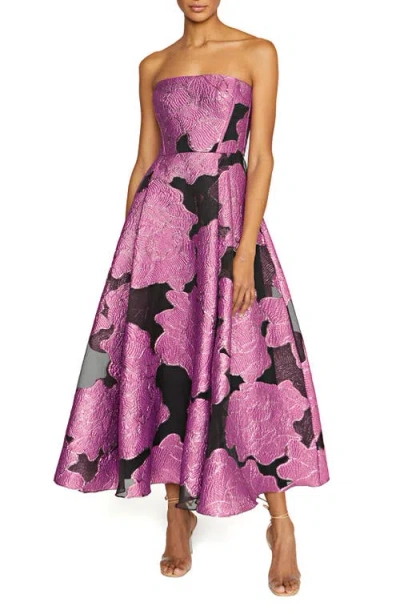 ml Monique Lhuillier Elle Metallic Strapless Jacquard Cocktail Dress In Multi