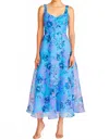 ml Monique Lhuillier Elodie Midi Dress In Rose Shadow In Blue