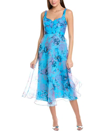 ml Monique Lhuillier Elodie Organza Midi Dress In Blue