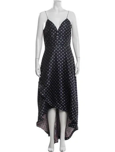 Pre-owned ml Monique Lhuillier Floral Print Long Dress In Blue
