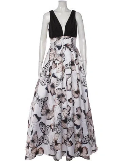 Pre-owned ml Monique Lhuillier Floral Print Long Dress In Multi