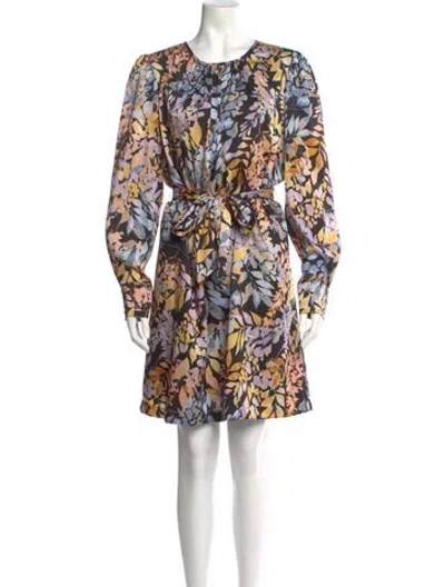 Pre-owned ml Monique Lhuillier Floral Print Mini Dress In Black