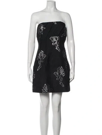 Pre-owned ml Monique Lhuillier Floral Print Mini Dress In Black