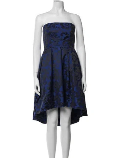 Pre-owned ml Monique Lhuillier Floral Print Mini Dress In Blue