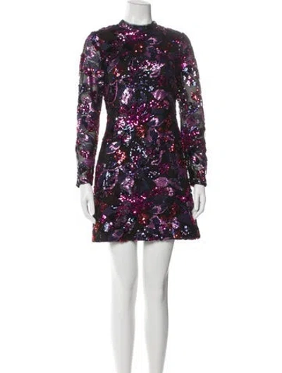 Pre-owned ml Monique Lhuillier Floral Print Mini Dress In Multi