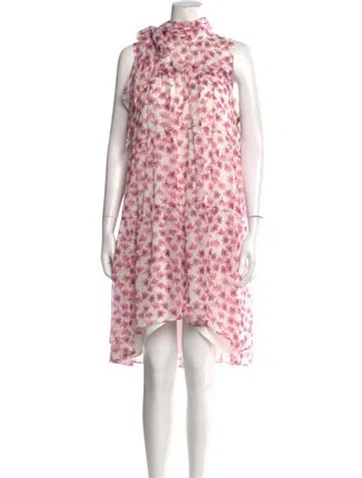 Pre-owned ml Monique Lhuillier Floral Print Mini Dress In Pink