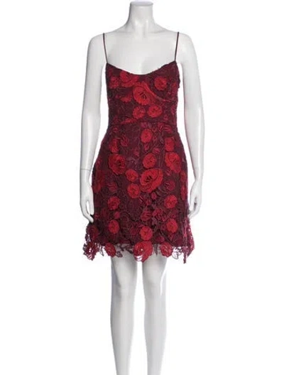 Pre-owned ml Monique Lhuillier Floral Print Mini Dress In Red