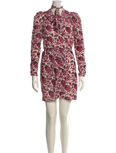 Pre-owned ml Monique Lhuillier Floral Print Mini Dress W/ Tags In Pink