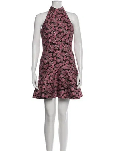 Pre-owned ml Monique Lhuillier Floral Print Mini Dress W/ Tags In Pink