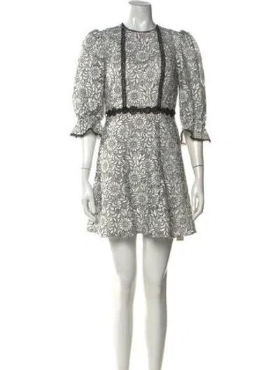 Pre-owned ml Monique Lhuillier Floral Print Mini Dress In White