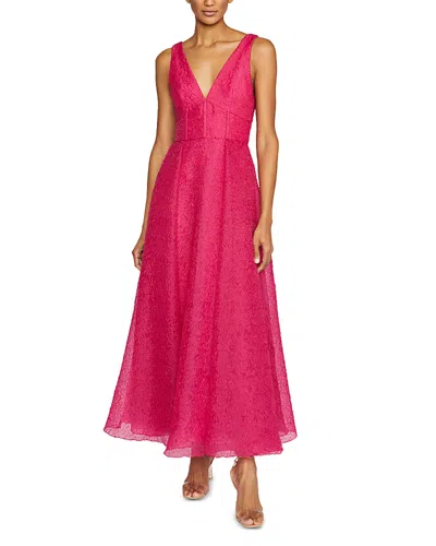 ml Monique Lhuillier Giselle Midi Dress In Cerise Pink