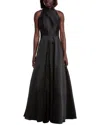 ml Monique Lhuillier Halter Satin Ball Gown In Black