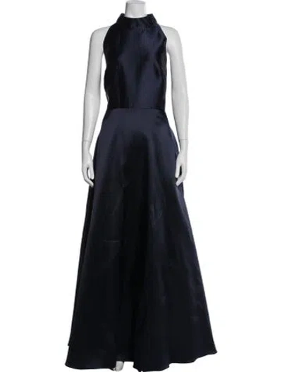 Pre-owned ml Monique Lhuillier Halterneck Long Dress In Blue