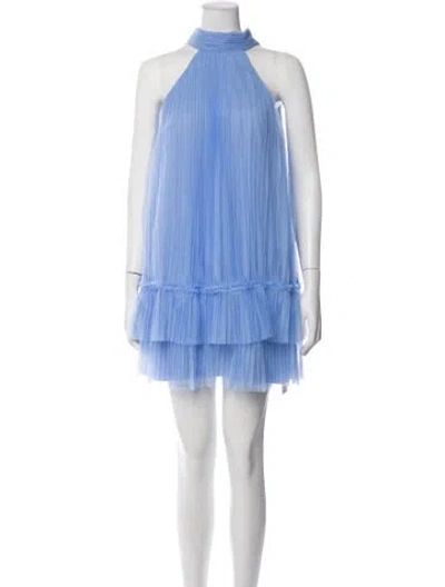 Pre-owned ml Monique Lhuillier Halterneck Mini Dress In Blue