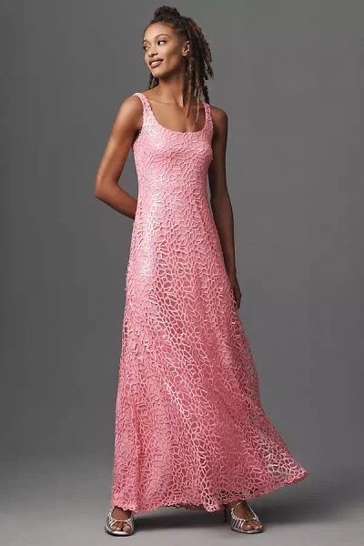 ml Monique Lhuillier Hannah Sleeveless Sequin Maxi Dress In Pink