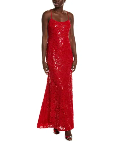 ml Monique Lhuillier Ila Sequin Lace Maxi Dress In Red