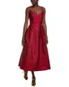 ml Monique Lhuillier Isabela Jacquard Midi Dress In Red