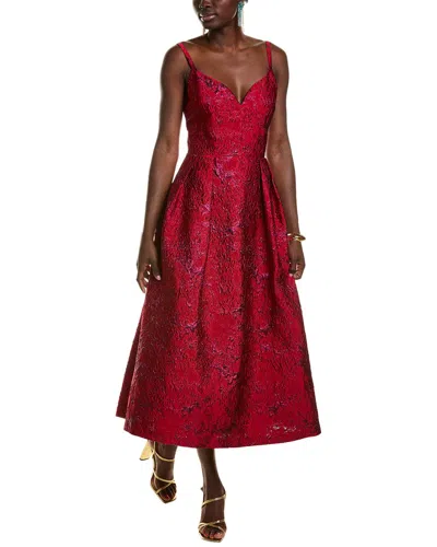 ml Monique Lhuillier Isabela Jacquard Midi Dress In Red