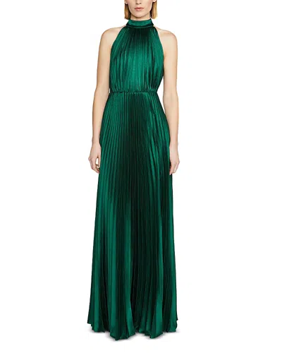 ml Monique Lhuillier Jacqueline Pleated Dress In Deep Emerald