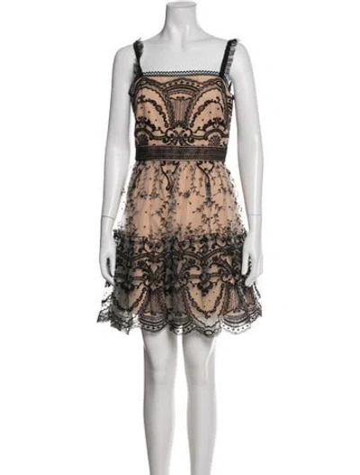 Pre-owned ml Monique Lhuillier Lace Mini Dress In Neutral