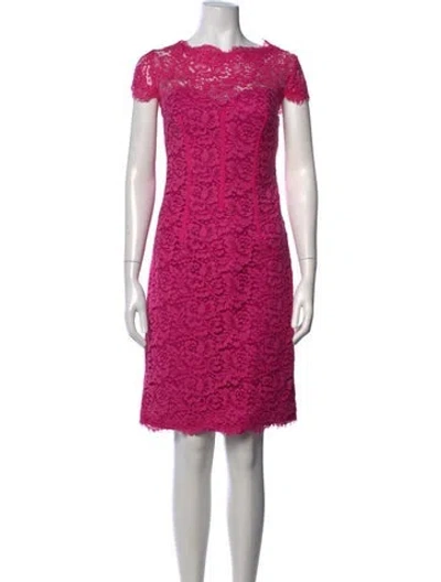 Pre-owned ml Monique Lhuillier Lace Pattern Knee-length Dress In Pink