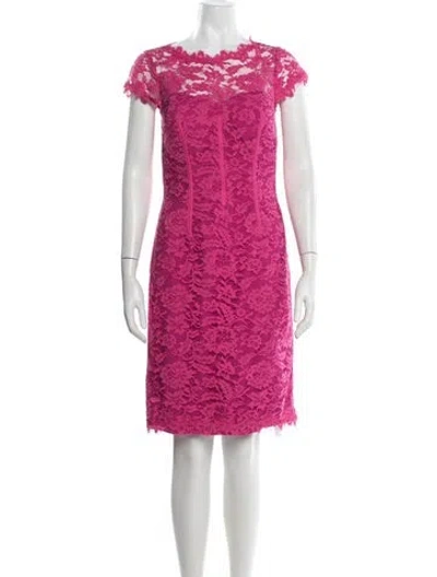 Pre-owned ml Monique Lhuillier Lace Pattern Knee-length Dress In Pink