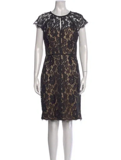 Pre-owned ml Monique Lhuillier Lace Pattern Knee-length Dress W/ Tags In Black
