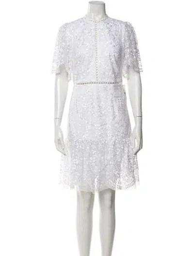 Pre-owned ml Monique Lhuillier Lace Pattern Knee-length Dress In White