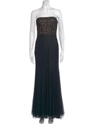 Pre-owned ml Monique Lhuillier Lace Pattern Long Dress In Multi