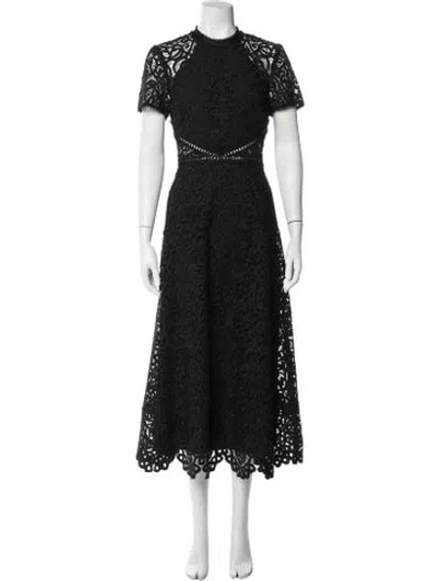 Pre-owned ml Monique Lhuillier Lace Pattern Midi Length Dress In Blue